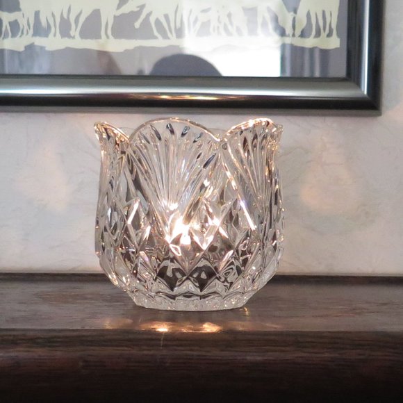Tulip Shaped Crystal Candle Holder, Candy Dish - Picture 1 of 8